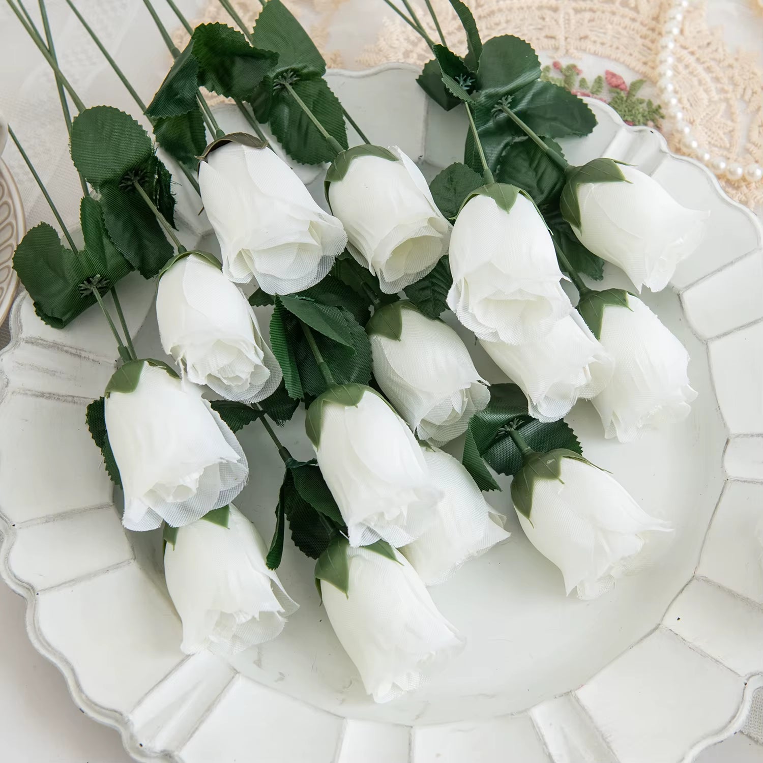 10Pcs Red Roses Bouquet Vase for Home Decor Garden Wedding Decorative Wreaths Diy Handwork Flower Arrangement Artificial Flowers