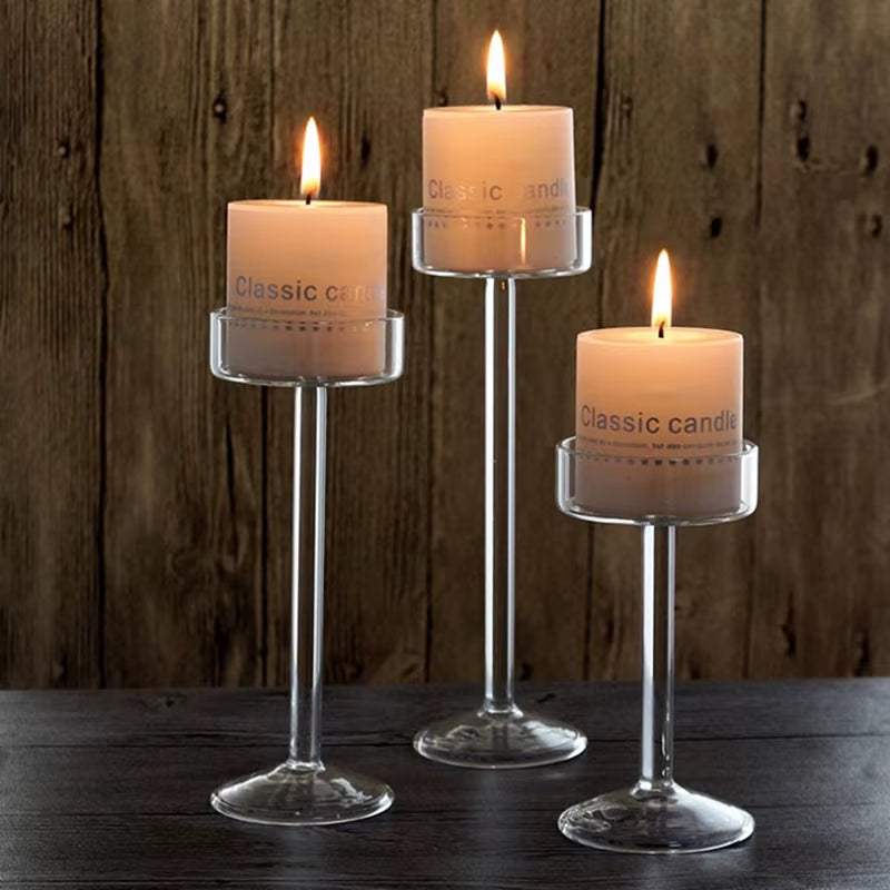 1Pc Glass Candle Holders Set Tealight Holder Home Wedding Stand Bar Party Decor