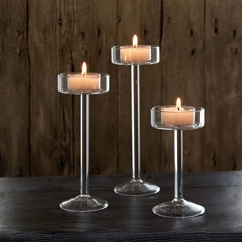 1Pc Glass Candle Holders Set Tealight Holder Home Wedding Stand Bar Party Decor