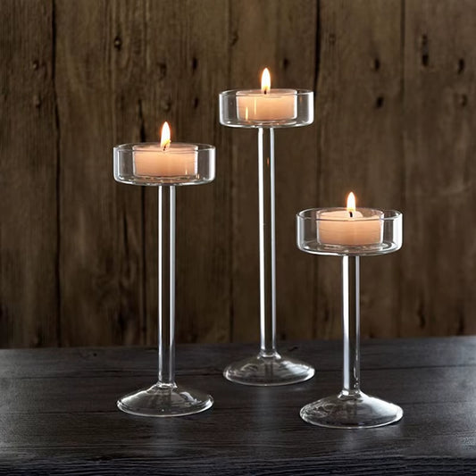 1Pc Glass Candle Holders Set Tealight Holder Home Wedding Stand Bar Party Decor