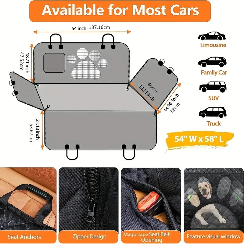 Universal Pet Seat Cover for Car Rear Seat,