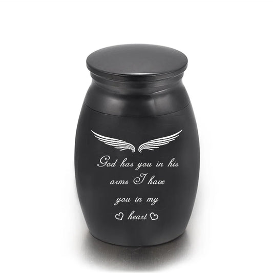 Set of 3 Mini Dog Ashes Urns – Black Keepsake Jars with Engraved Message