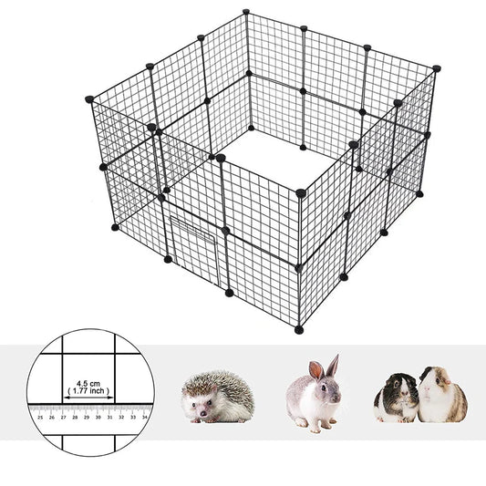 24PCS Iron Mesh Cat Rabbits Guinea Hamster Crate House Barrier Small Animal Cage DIY Kennel Fence Running Play Pen Pet Playpen