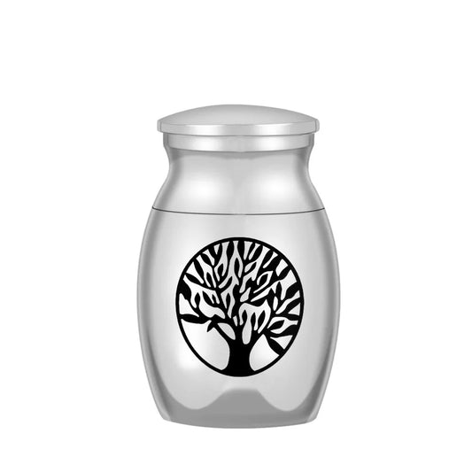 Set of 3 Mini Silver Urns – Tree Design for Pet Ashes