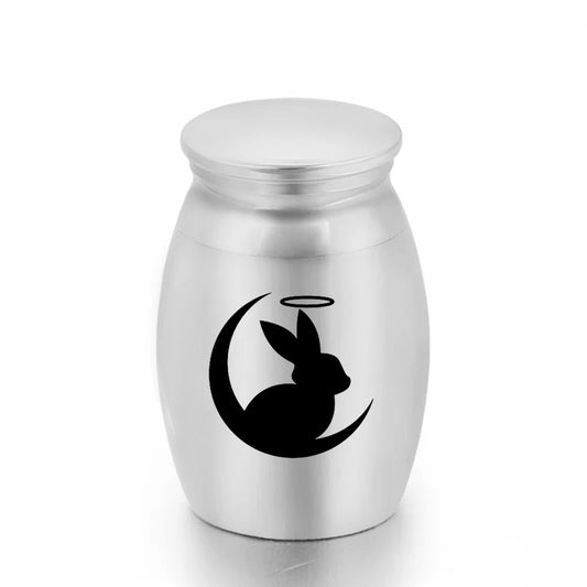 Set of 3 Mini Silver Urns – Rabbit Over Moon Design