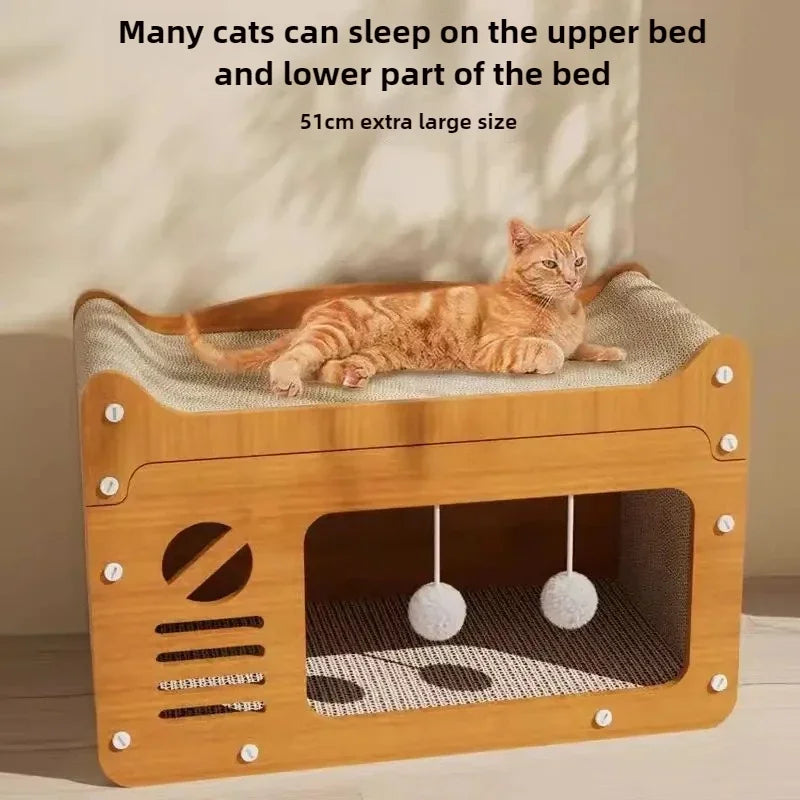 Integrated Cat House with Wear-Resistant Scratch Board Four Seasons Cat Scratching Column Vertical Crawler Cat Comfort buyat my furry paw in UK and Usa only