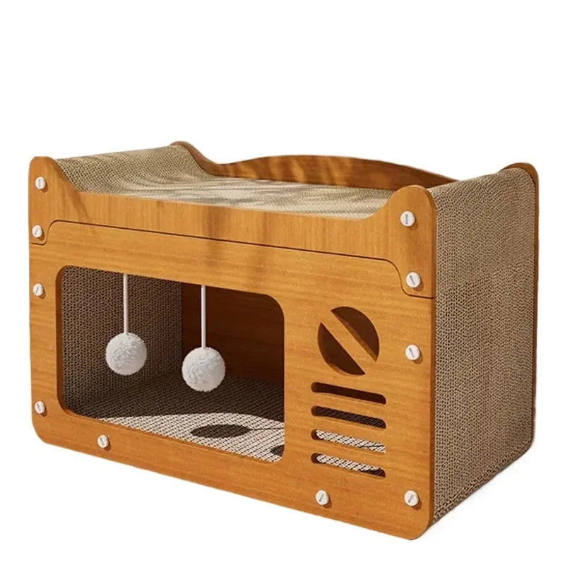 Integrated Cat House with Wear-Resistant Scratch Board Four Seasons Cat Scratching Column Vertical Crawler Cat Comfort buyat my furry paw in UK and Usa only