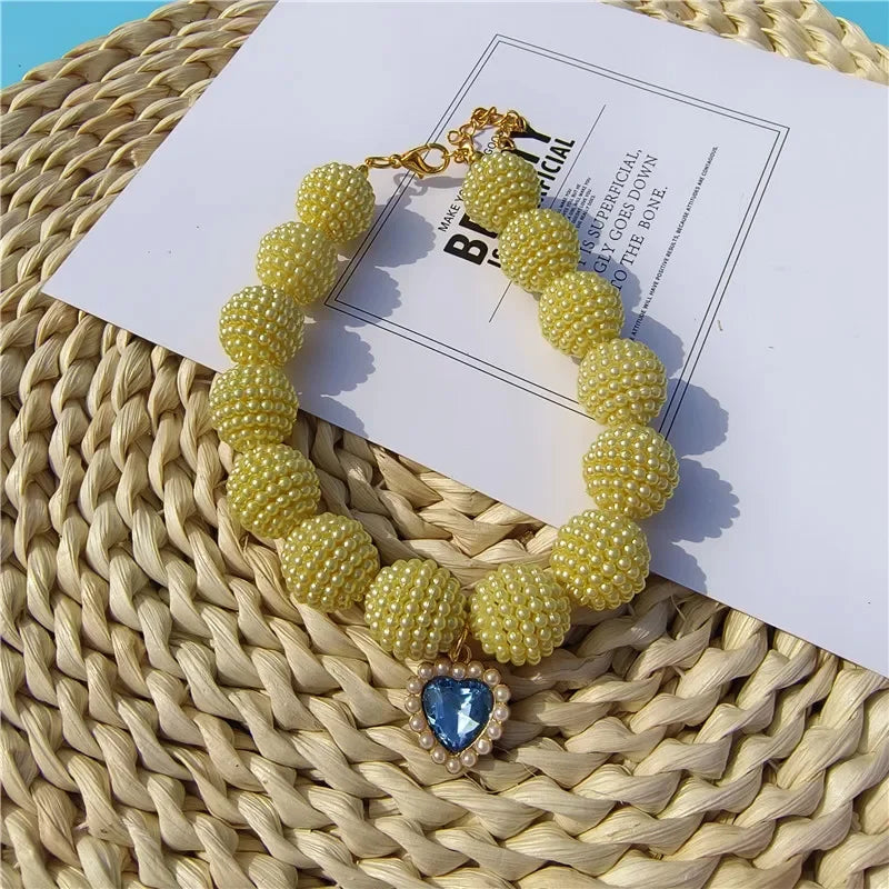 Hot Sale High-end Colorful Personalized Pearl Pet Collar