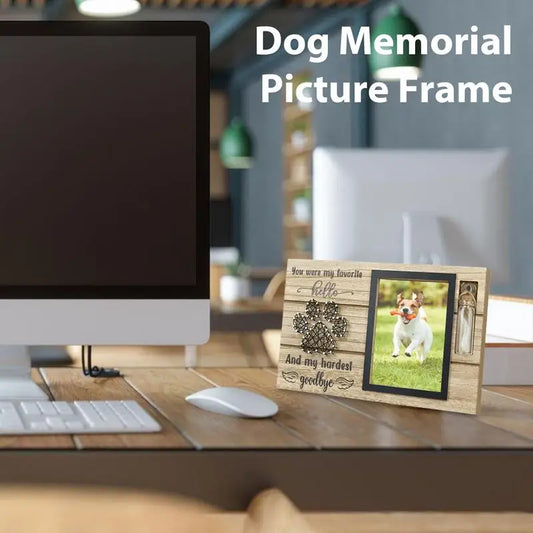 Pet Memorial Photo Frame Wood Pet Keepsake With Pet Urns Bottle