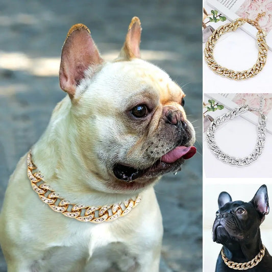 Dog Collar Full Diamond Large Gold Chain Cuban Chain