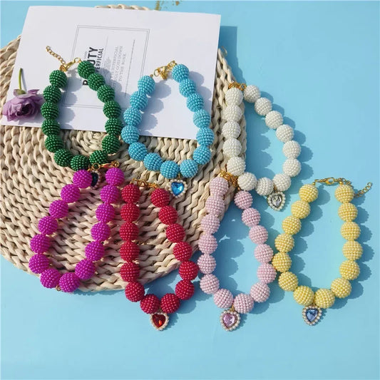 Hot Sale High-end Colorful Personalized Pearl Pet Collar