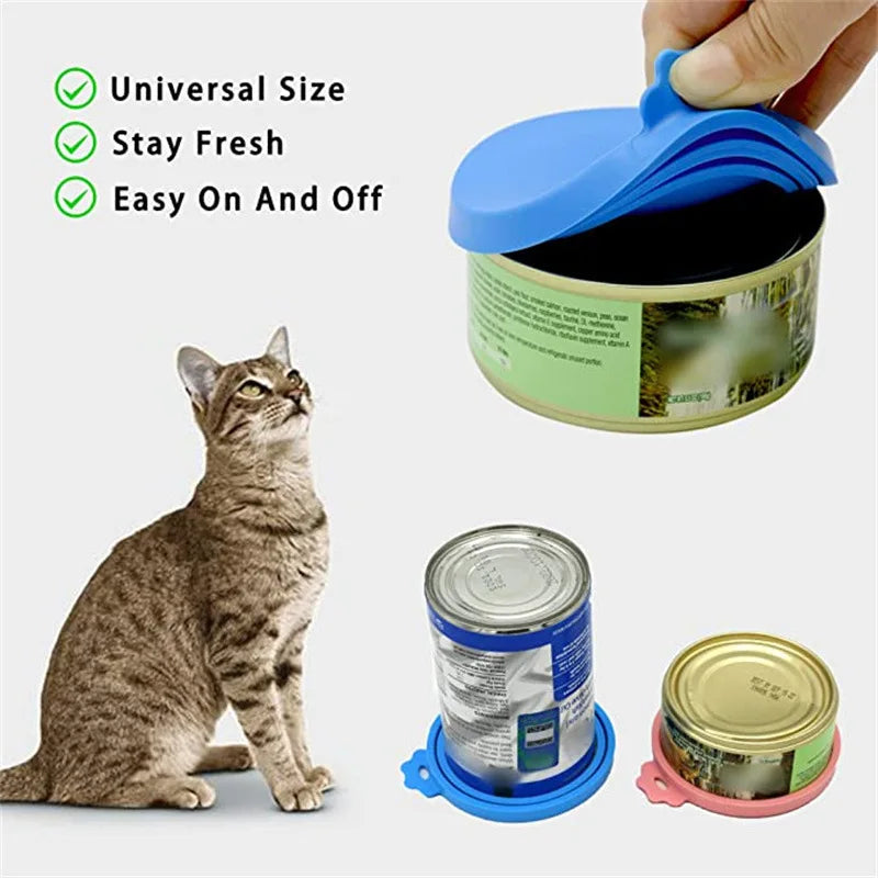 2pcs/set Reusable Pet Food Can Cover and Spoon