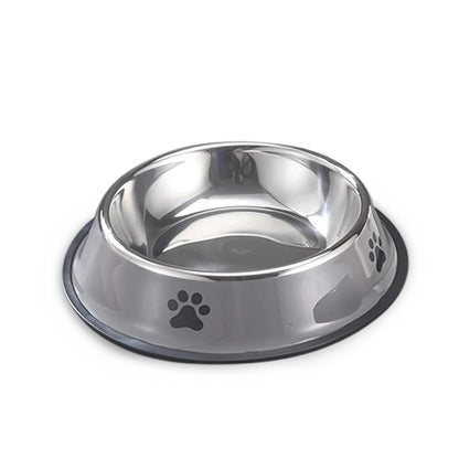 1PC Stainless Steel Pet Bowl – Grey (XS to XL, Cat/Dog Bowl)