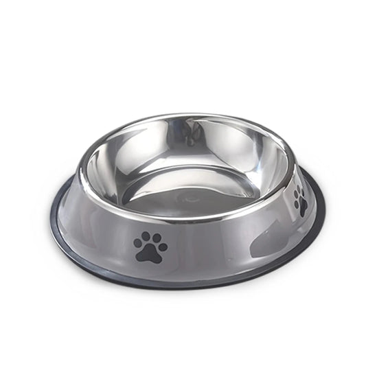 1PC Stainless Steel Pet Bowl – Grey (XS to XL, Cat/Dog Bowl)