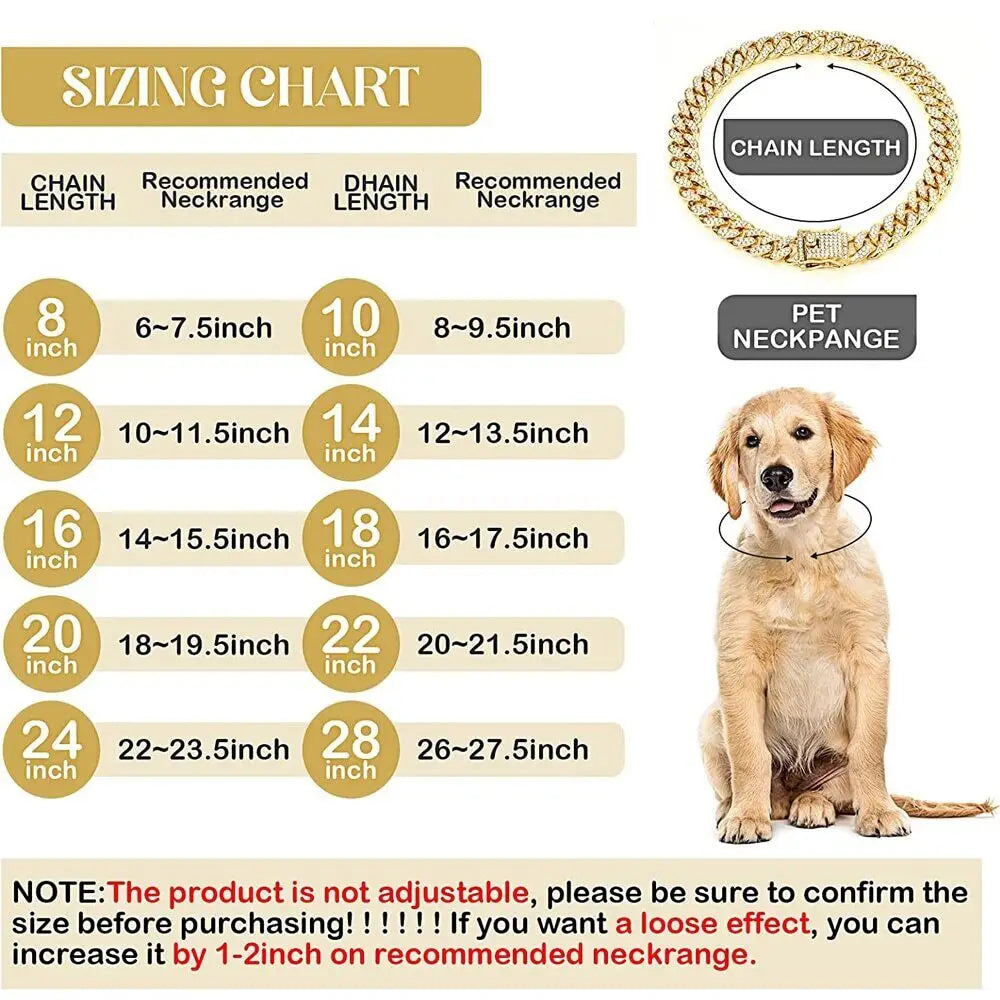 Dog Chain Collar Necklace Safe Buckle Metal Necklace