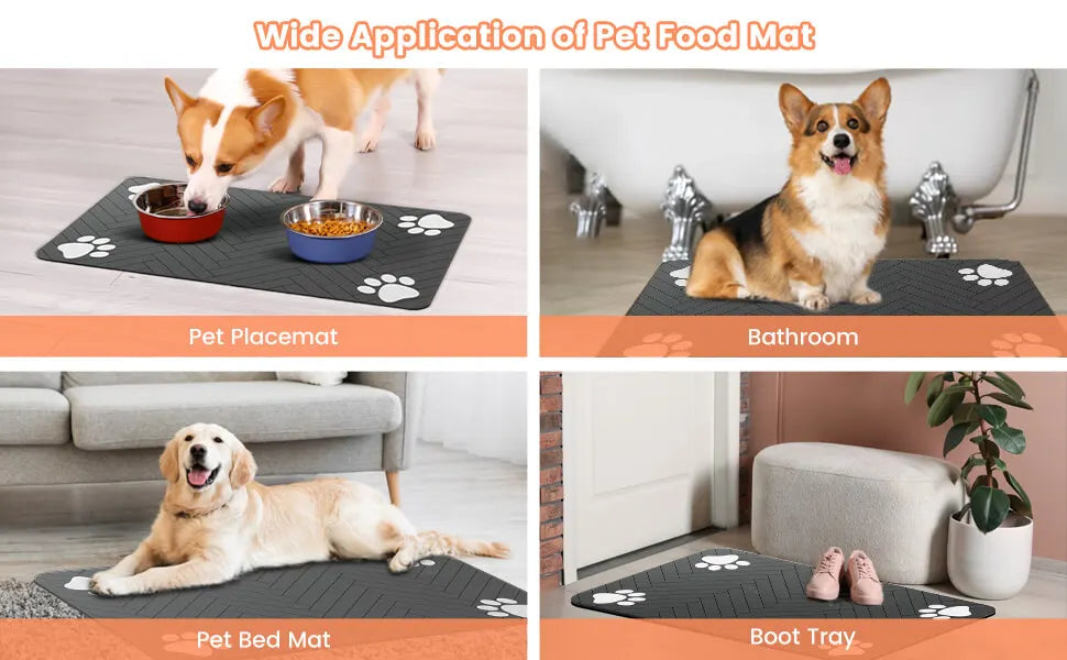 Black Pet Feeding Mat – Absorbent Placemat 40x60cm