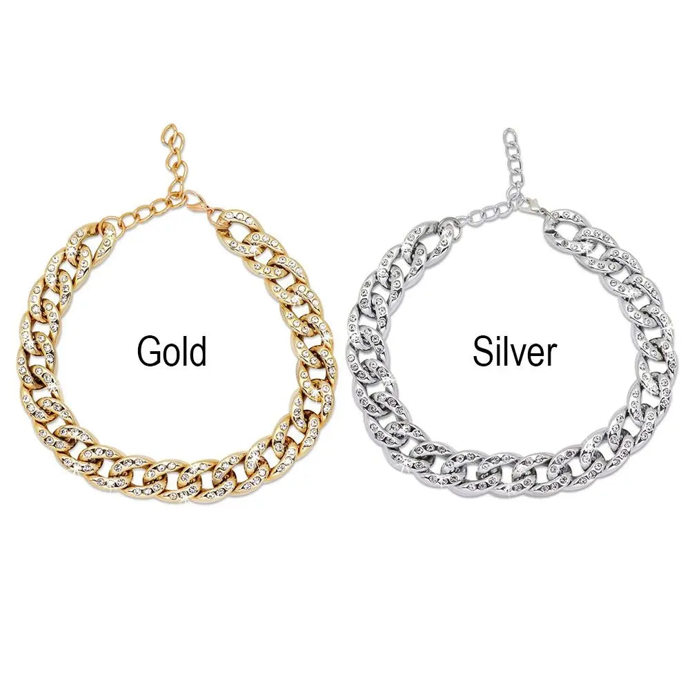 Dog Collar Full Diamond Large Gold Chain Cuban Chain