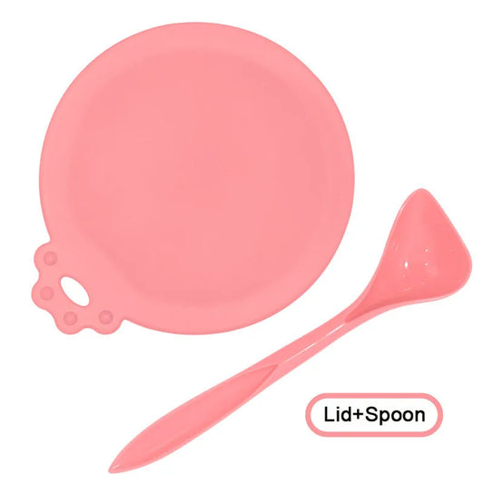 Pink Pet Can Cover & Spoon Set – 2pcs Reusable Silicone