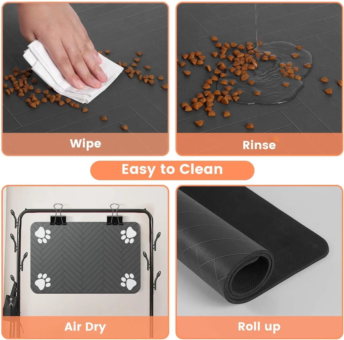 Grey Pet Feeding Mat – Absorbent Placemat 20x30cm