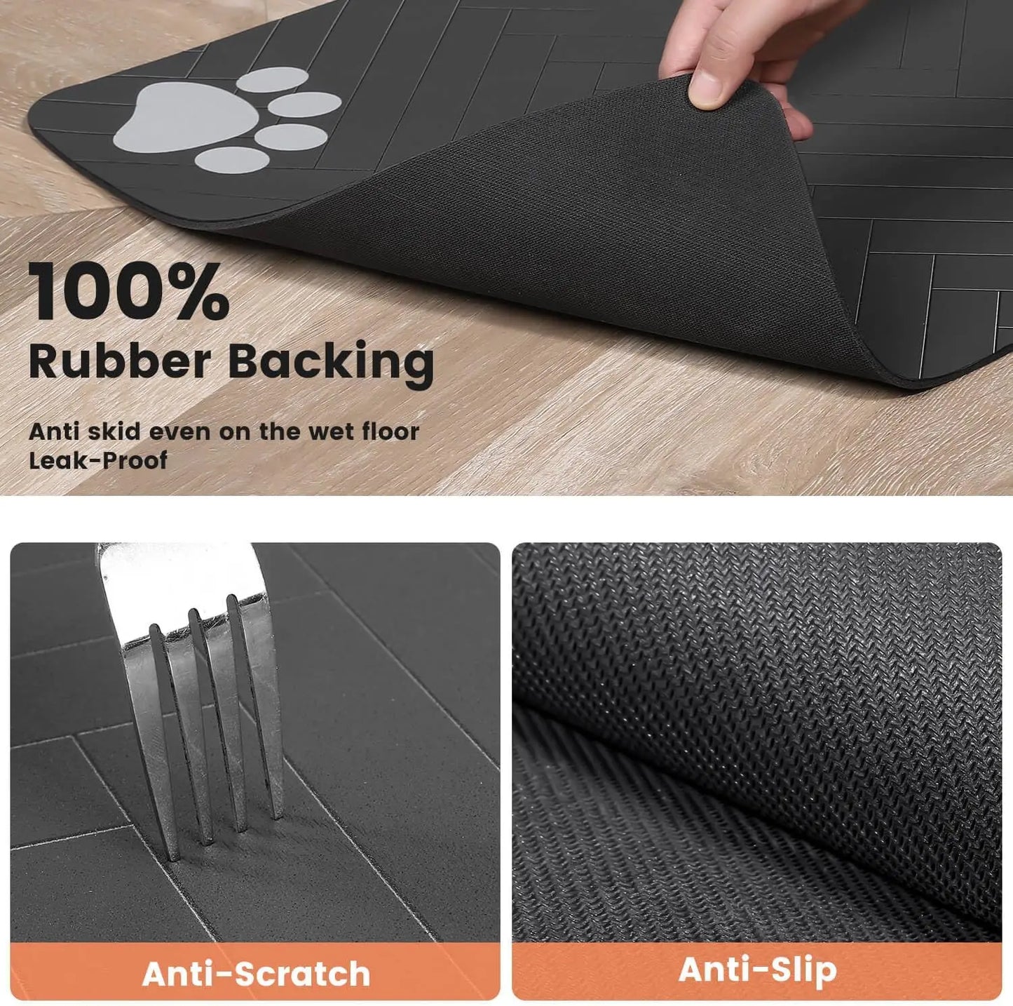 Grey Pet Feeding Mat – Absorbent Placemat 20x30cm