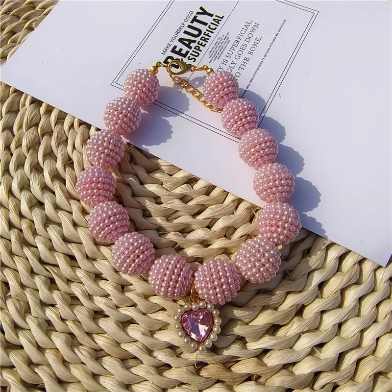 Hot Sale High-end Colorful Personalized Pearl Pet Collar
