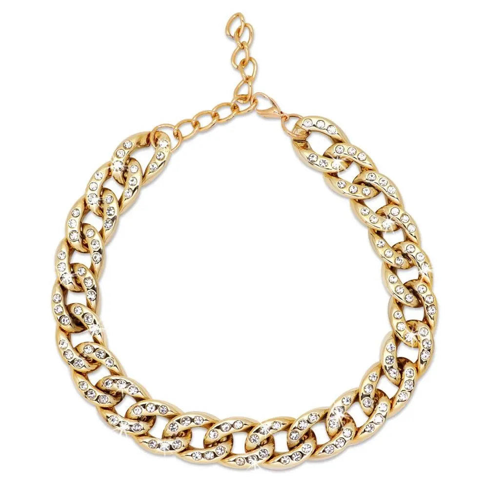 Dog Collar Full Diamond Large Gold Chain Cuban Chain