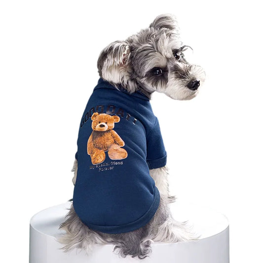 Navy Blue Dog Winter Sweatshirt – Bear Pullover Coat