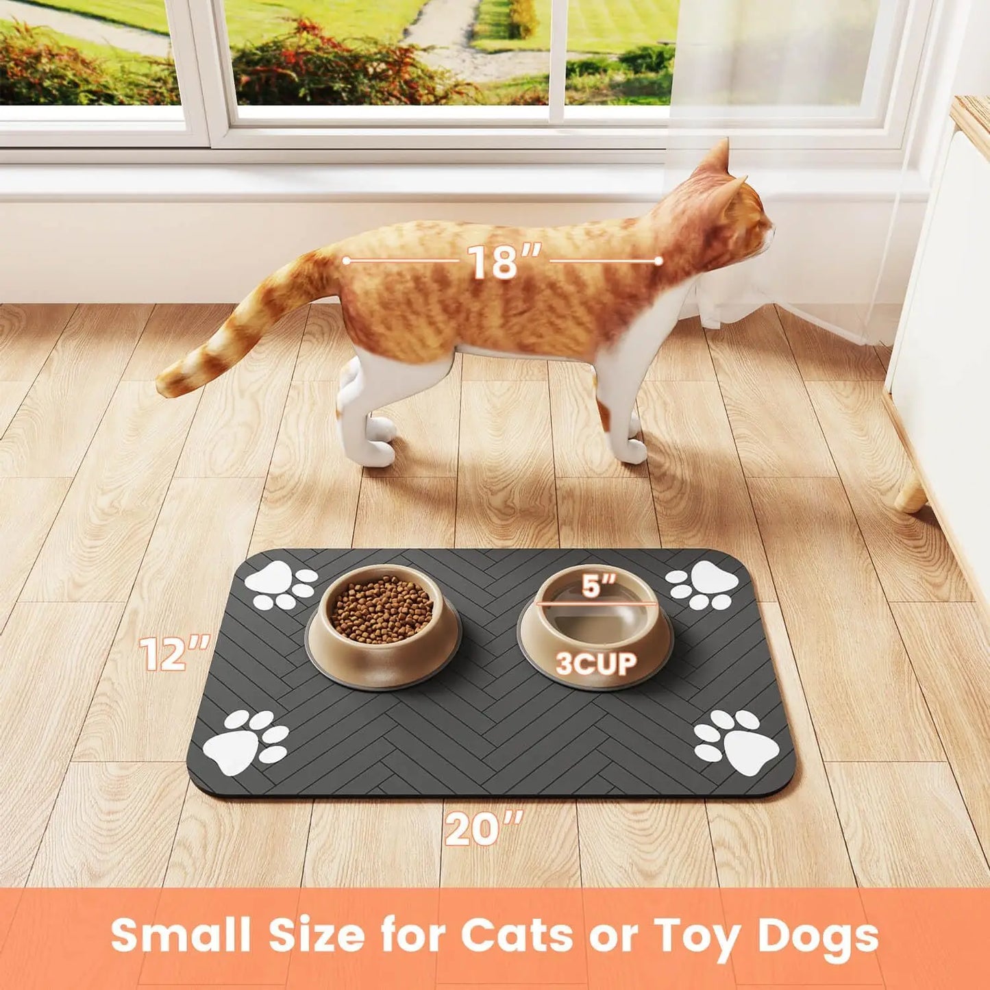 Grey Pet Feeding Mat – Absorbent Placemat 20x30cm