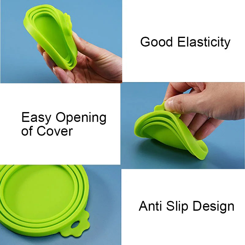 Green Reusable Pet Can Cover – BPA-Free Silicone Lid