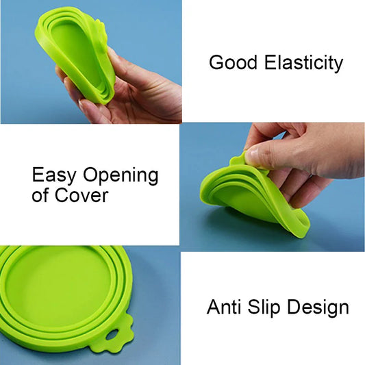 Green Reusable Pet Can Cover – BPA-Free Silicone Lid