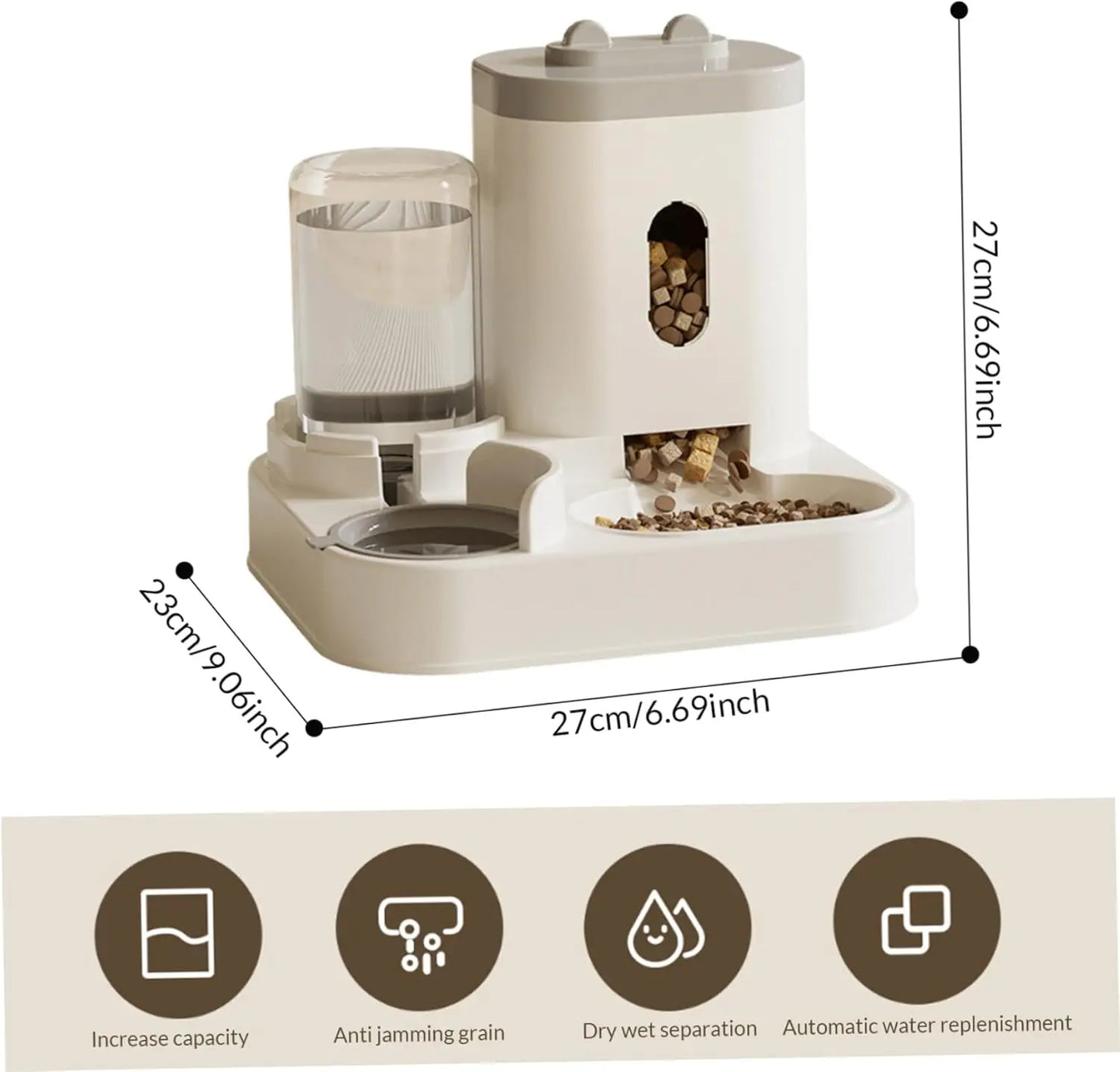2-in-1 automatic water dispenser and  automatic food bowl set,