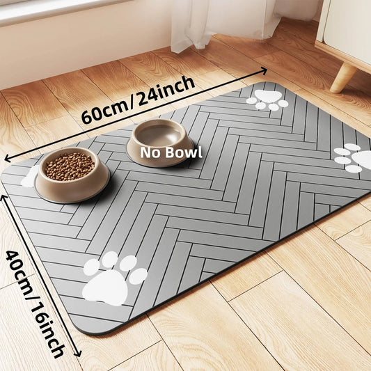 Grey Pet Feeding Mat – Absorbent Placemat 40x60cm