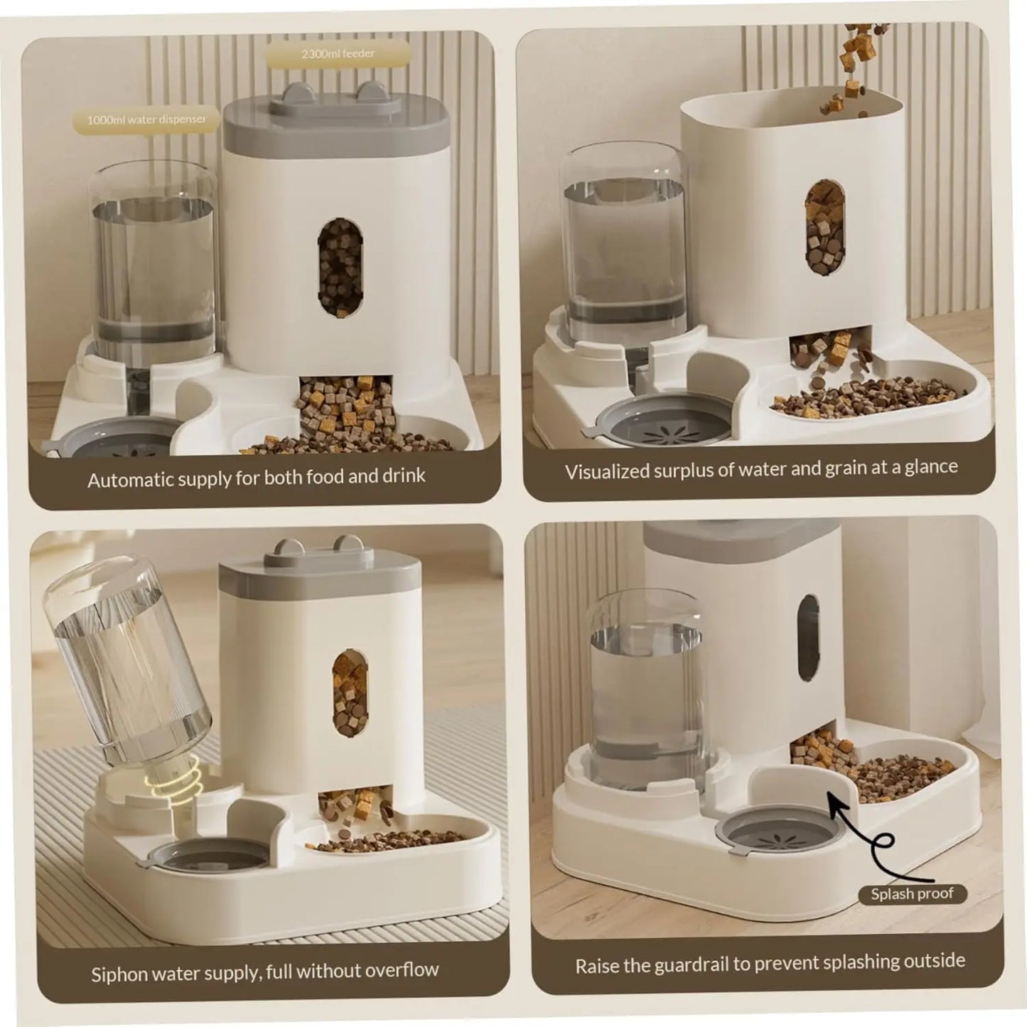 2-in-1 automatic water dispenser and  automatic food bowl set,