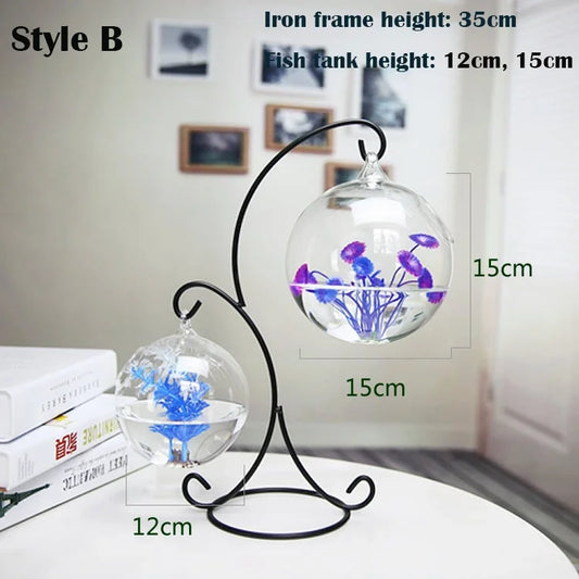 Double Deck Glass Fish Tank Bottle with Stand – Tabletop Aquarium Decor