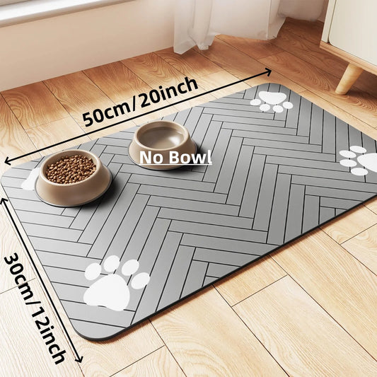 Grey Pet Feeding Mat – Absorbent Placemat 30×50cm