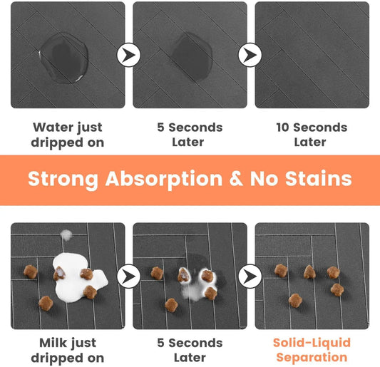 Grey Pet Feeding Mat – Absorbent Placemat 40x60cm