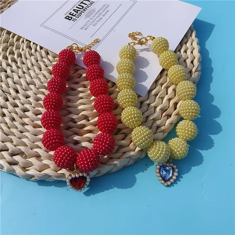 Hot Sale High-end Colorful Personalized Pearl Pet Collar
