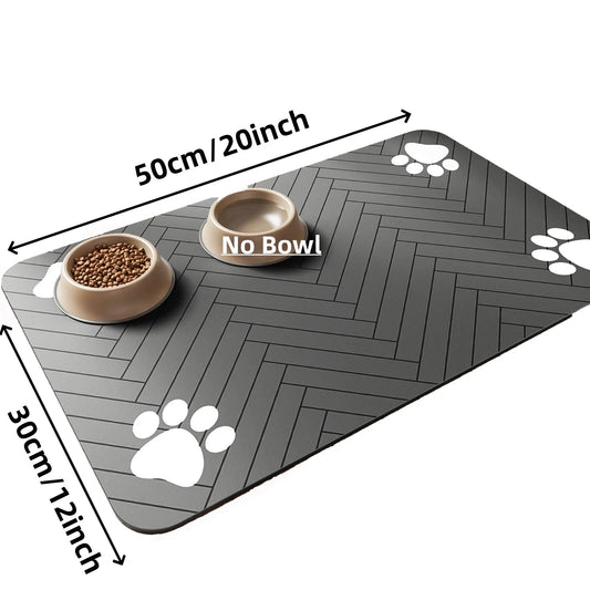 Black Pet Feeding Mat – Absorbent Placemat 30×50cm
