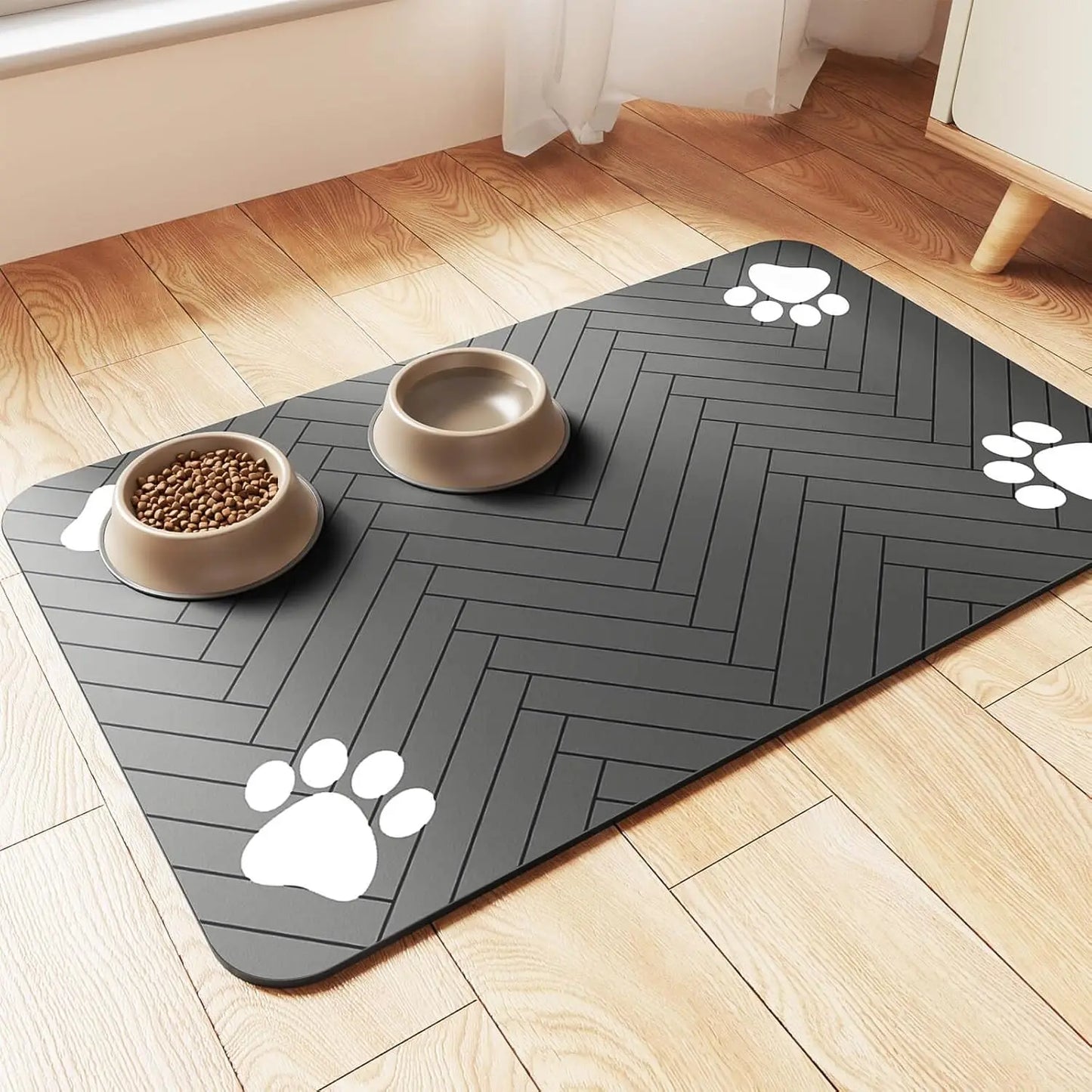 Grey Pet Feeding Mat – Absorbent Placemat 20x30cm