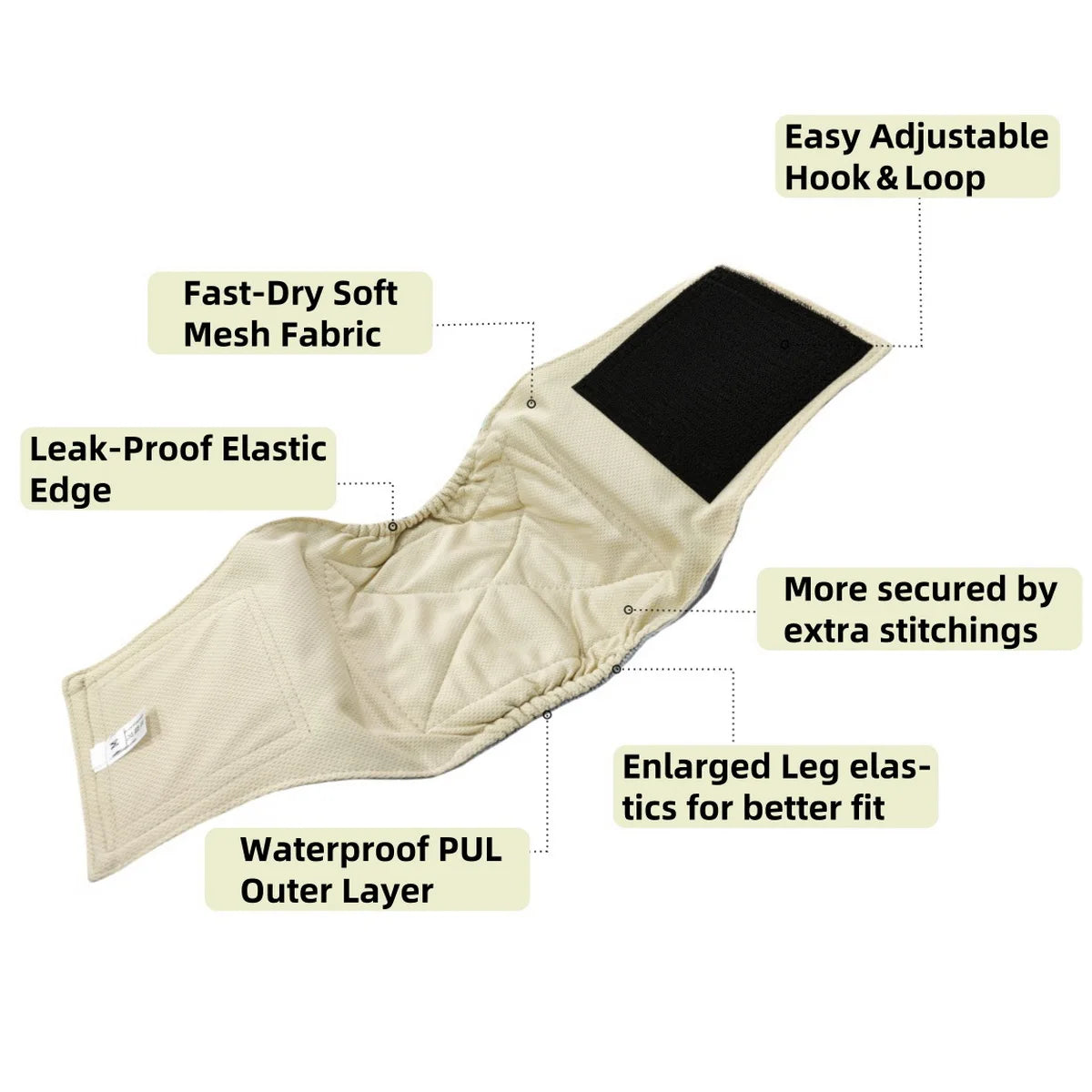 Beige Washable Male Dog Diaper – Reusable Belly Band (1PC)