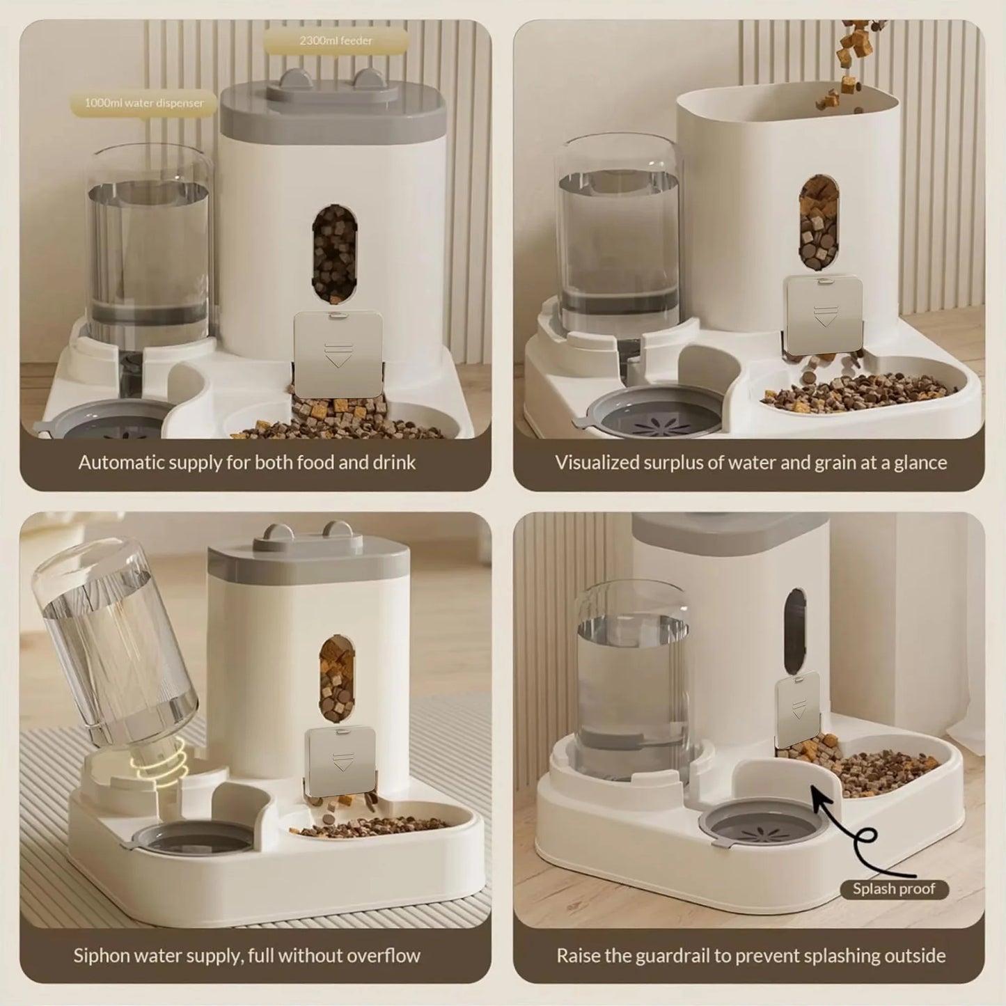 2-in-1 automatic water dispenser and  automatic food bowl set,