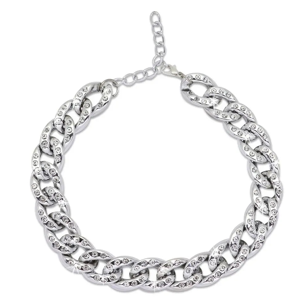 Dog Collar Full Diamond Large Gold Chain Cuban Chain