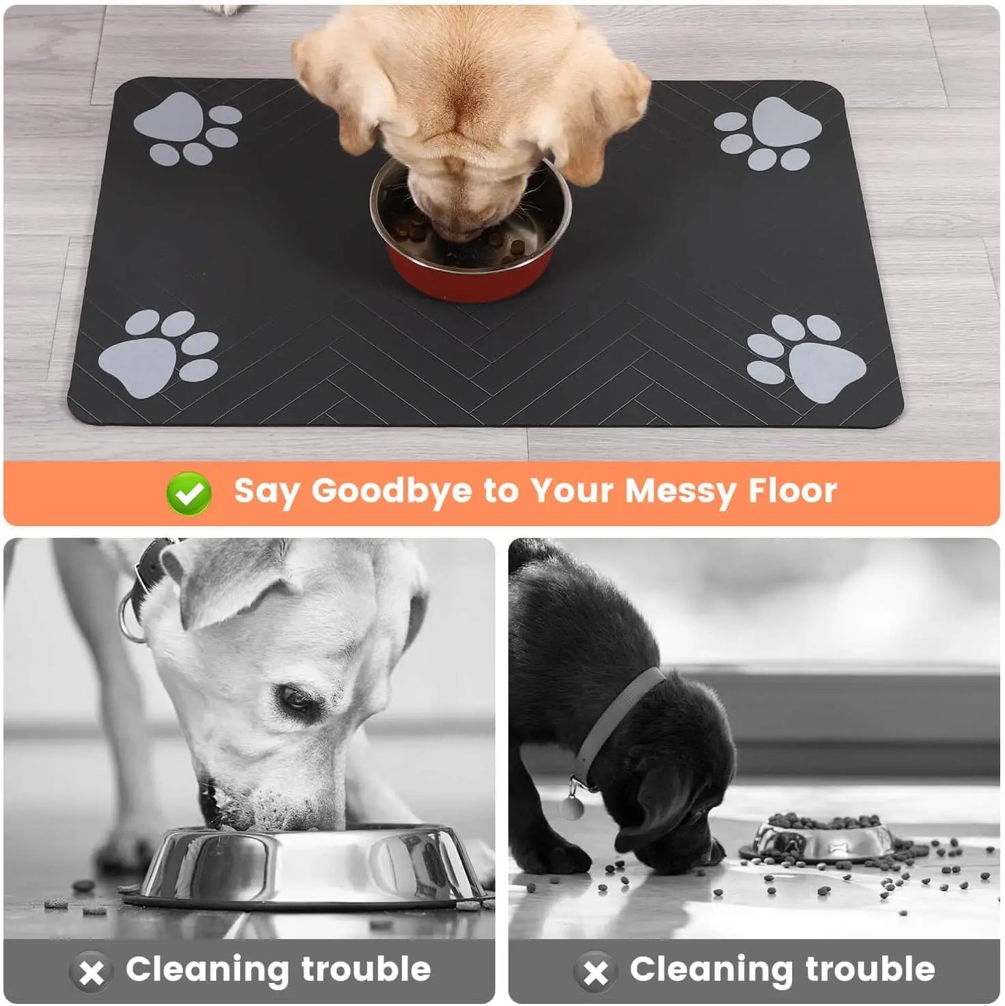 Grey Pet Feeding Mat – Absorbent Placemat 20x30cm