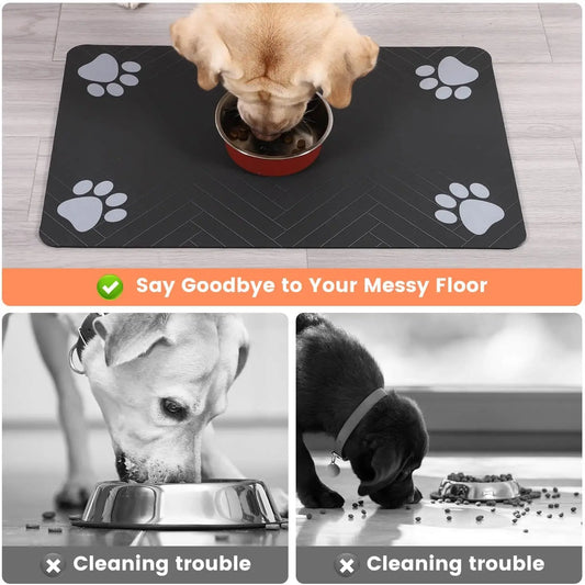 Grey Pet Feeding Mat – Absorbent Placemat 20x30cm