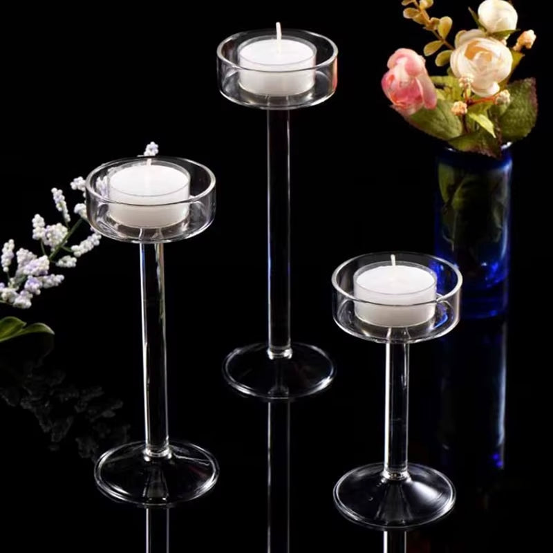 1Pc Glass Candle Holders Set Tealight Holder Home Wedding Stand Bar Party Decor