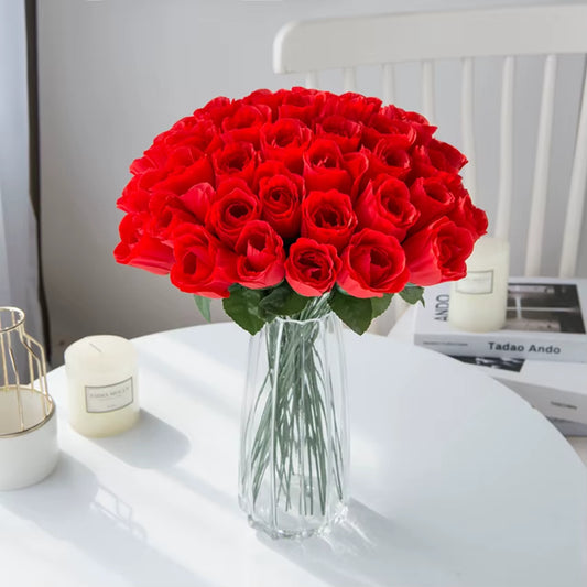10Pcs Red Roses Bouquet Vase for Home Decor Garden Wedding Decorative Wreaths Diy Handwork Flower Arrangement Artificial Flowers